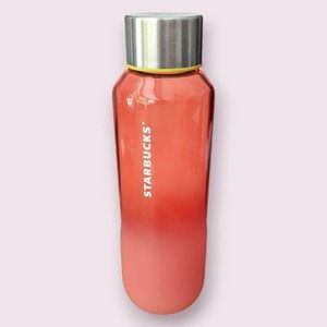 STARBUCKS RED & PINK OMBRE 2022 Glass Water Bottle Stainless Top 20 Oz
